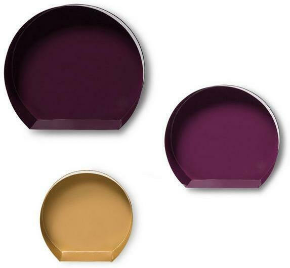 Hängeregal Triple 3-Teilig, Metall Pflaume/Gold