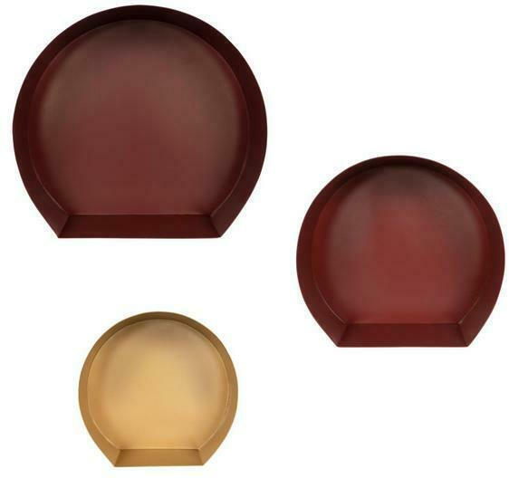 Hängeregal Triple 3-Teilig, Metall Dunkelrot/Bordeaux/Gold