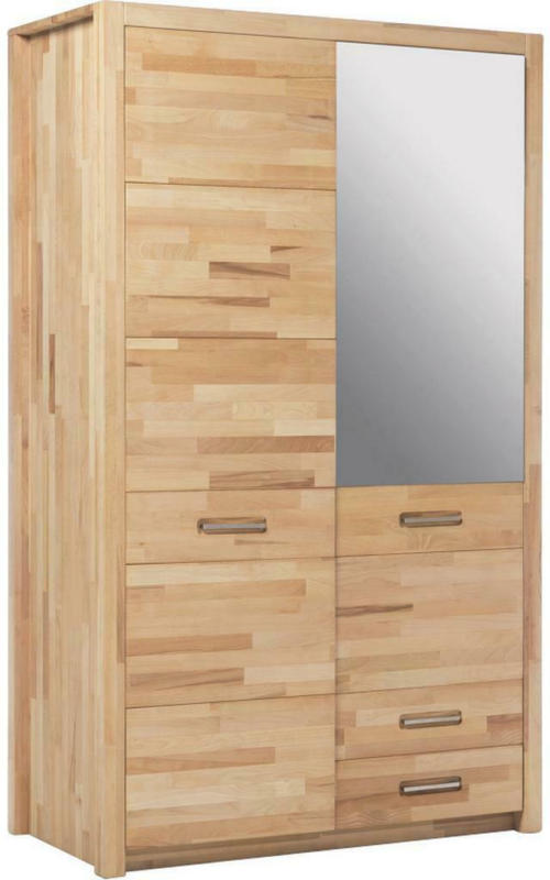 Drehtürenschrank mit Spiegel + Laden 120cm Fenja, Kernbuche