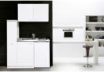 Möbelix Miniküche mit Kühlschrank + Kochfeld 130 cm Weiß Dekor
