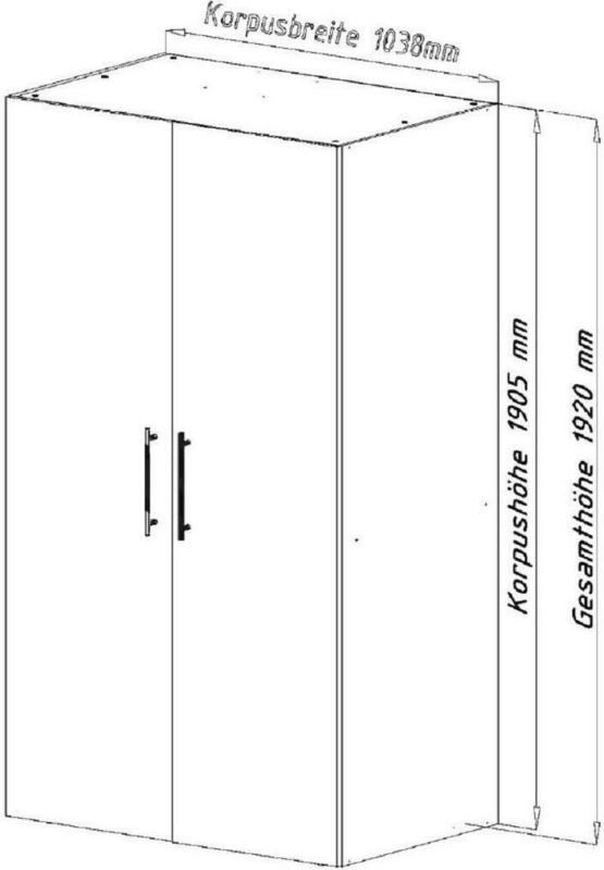 Schrankküche mit Mikrowelle + Kühlschrank 104cm Weiß/Schwarz