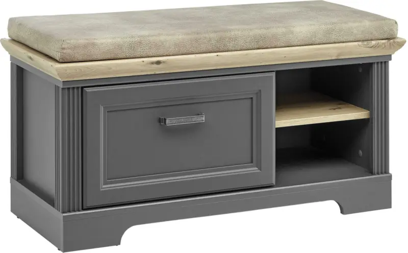 Garderobenbank in Graphit/Beige