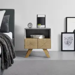 Nachtkästchen 'Casper', grau