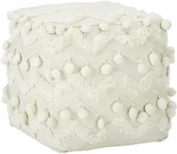 Pouf Pompom in Creme ca. 45x45x45cm