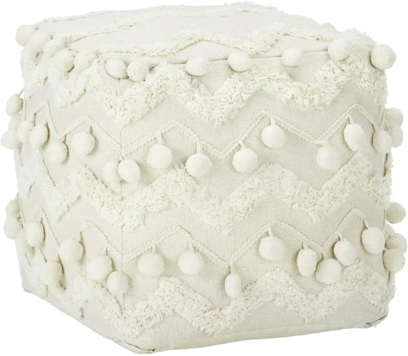 Pouf Pompom in Creme ca. 45x45x45cm