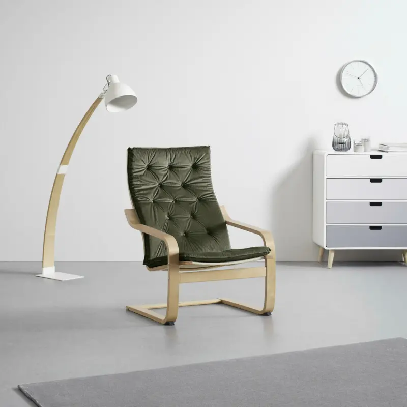 Sessel 'Jacopo' aus Birke, olivgrün