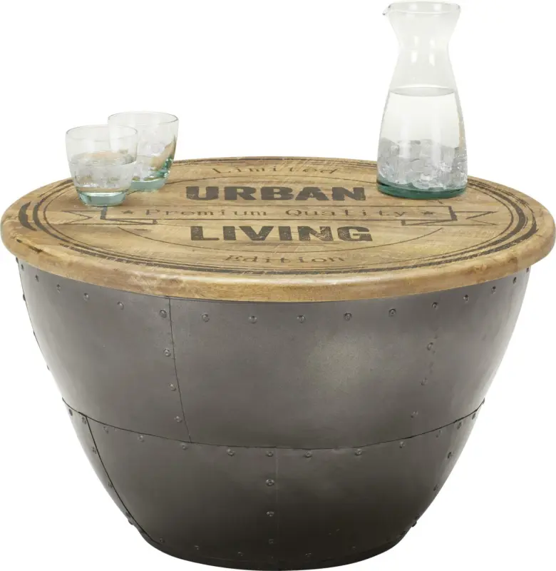 Couchtisch aus Metall mit Holzplatte