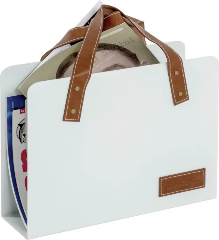 Zeitungsständer Heide aus Metall in Weiß