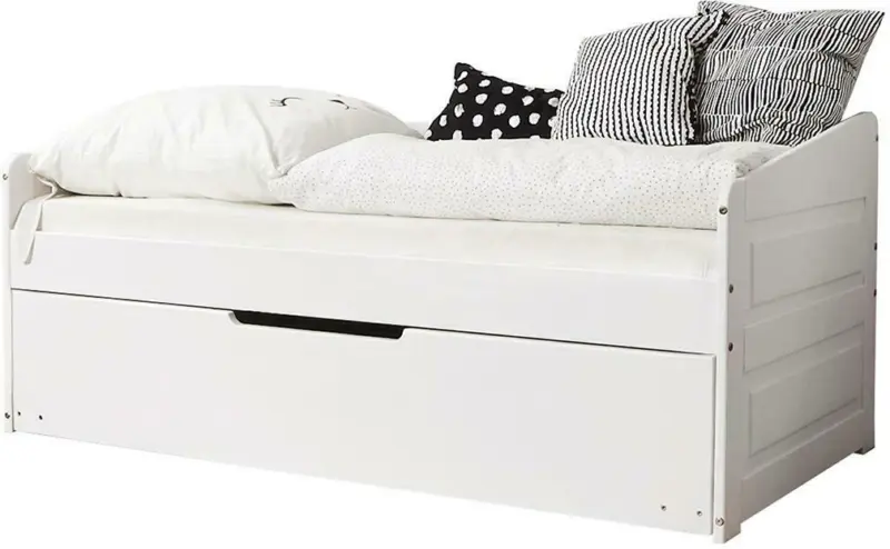 Ausziehbett 'Micki', aus Kiefer, weiß