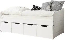 Stauraumbett 'Micki', aus Kiefer, weiß