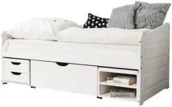 Stauraumbett 'Micki', aus Kiefer, weiß